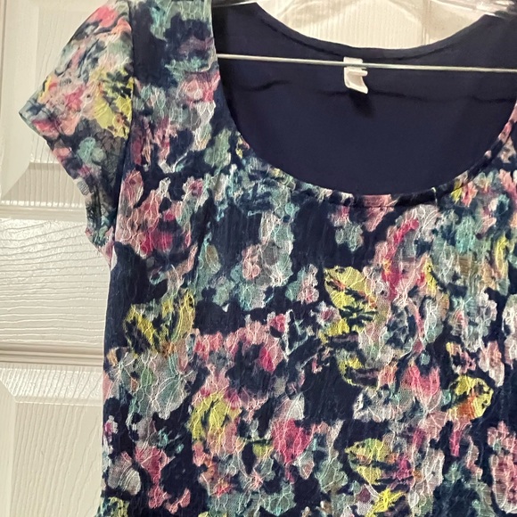 XHILARATION Women’s asymmetric Dress Multi Floral Print Lace Size Medium - Picture 4 of 7